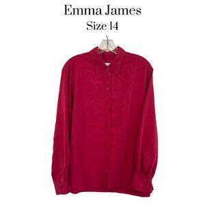 EUC Emma James Women's Magenta Rayon Blend Button Down Blouse Size 14 Office Top